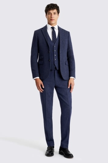 Moss Slim Fit Blue Donegal Suit
