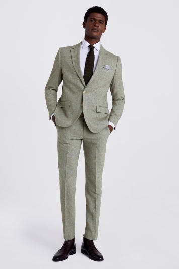 Moss London Sage Herringbone Suit