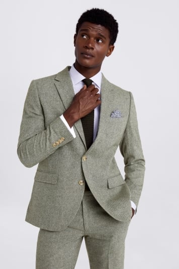 Moss Slim Fit Sage Tweed Suit