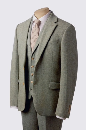 Moss Slim Fit Sage Tweed Suit