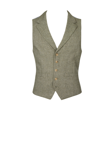 Slim Fit Sage Tweed Waistcoat