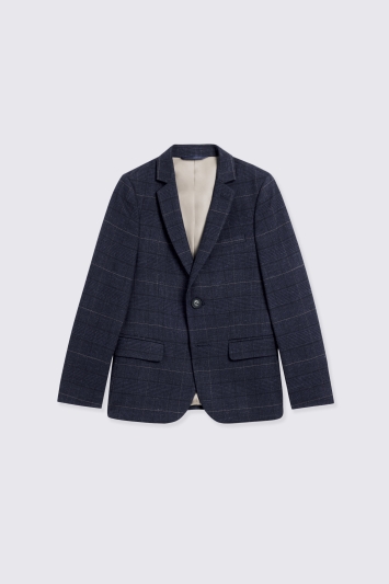 Boys Navy Black Check Suit