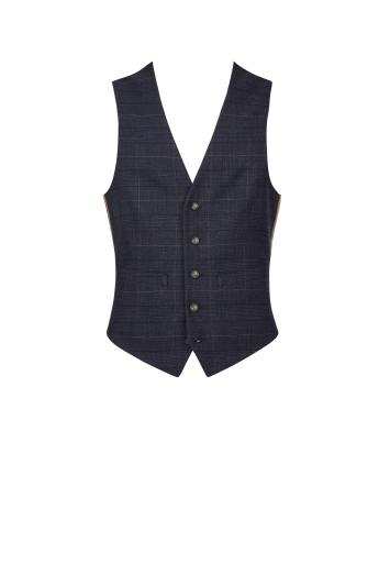 Boys Navy Black Check Waistcoat