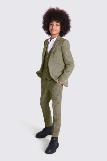 Moss London Skinny/Slim Fit Sage Herringbone Suit