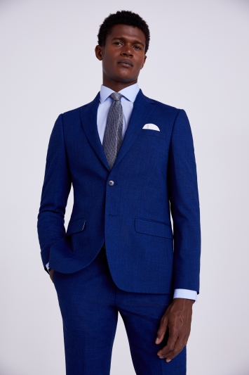 Moss London Slim Fit Blue Slub Suit