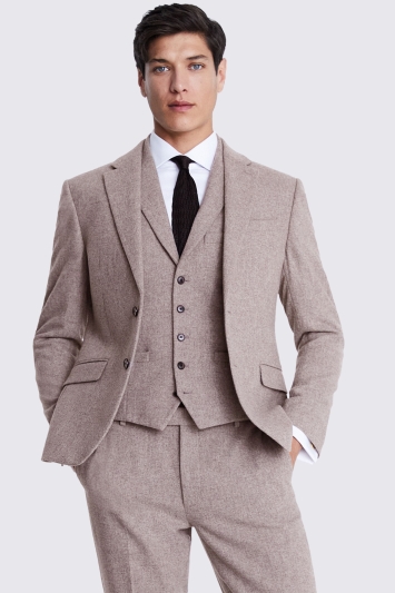 Moss Slim Fit Stone Donegal Tweed Suit