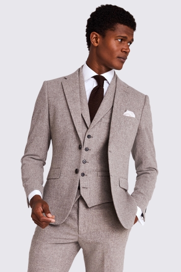 Moss Slim Fit Stone Donegal Tweed Suit