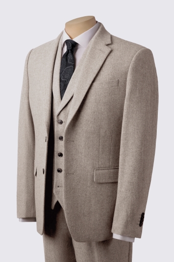 Moss Slim Fit Stone Donegal Tweed Suit