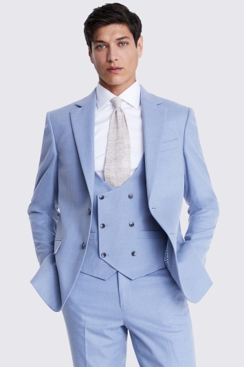 Tailored Fit Light Blue Flannel Suit