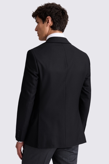 Tailored Fit Black Herringbone Suit