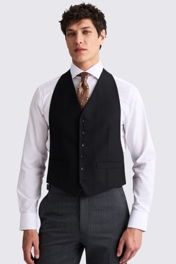 Tailored Fit Black Herringbone Suit
