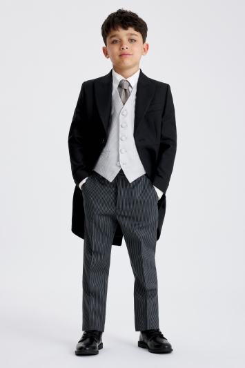 Boys Black Herringbone Morningwear Tails