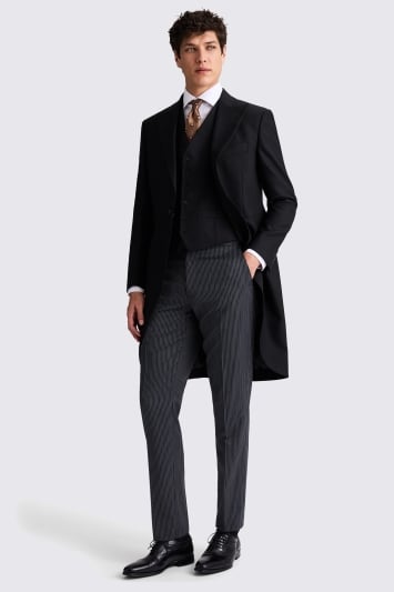 Tailored Fit Black Herringbone Tails