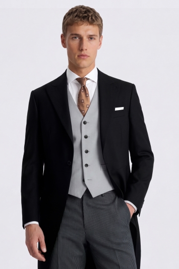 Tailored Fit Black Herringbone Tails
