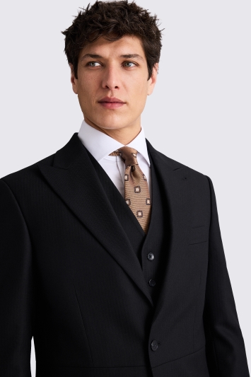Tailored Fit Black Herringbone Tails