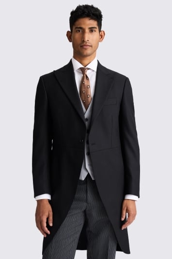 Tailored Fit Black Herringbone Tails