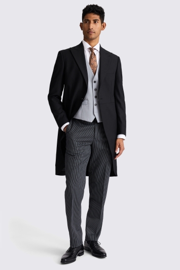 Tailored Fit Black Herringbone Tails