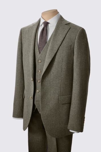 Tailored Fit Sage Herringbone Suit