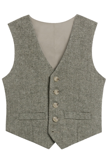 Boys Sage Tweed Waistcoat