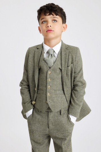 Boys Sage Herringbone Jacket