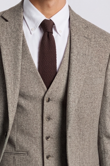 Tailored Fit Stone Donegal Tweed Suit