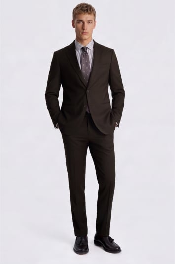 Tailored Fit Brown Performance Twill Suit