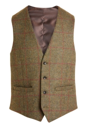 Moss 1851 Tan Windowpane Tweed Waistcoat 