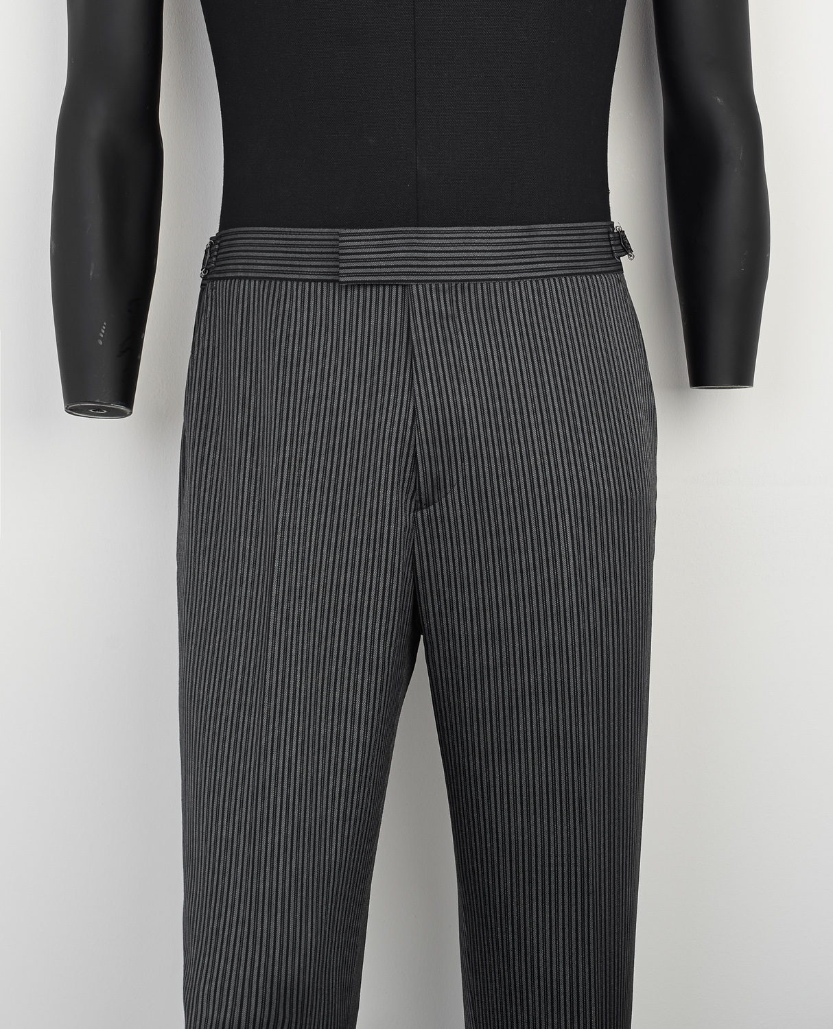 grey trousers with black stripe
