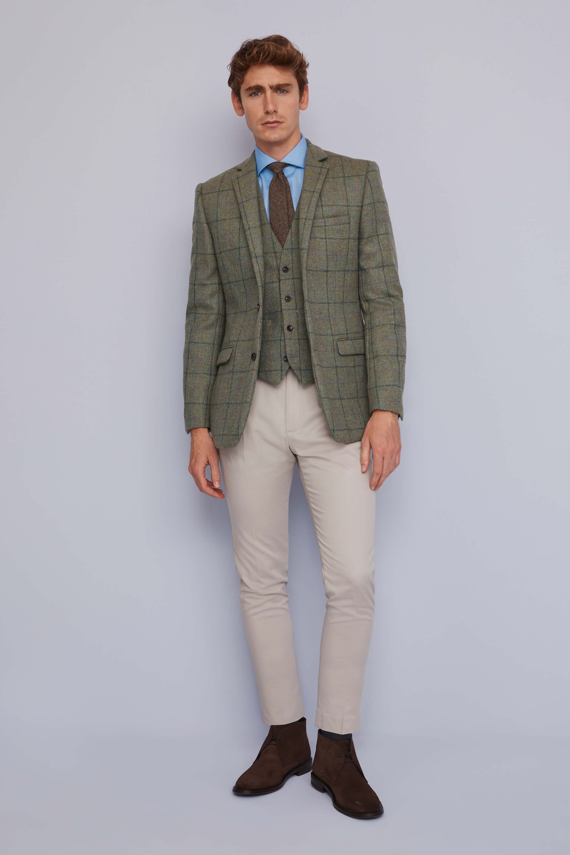 green tweed suit jacket