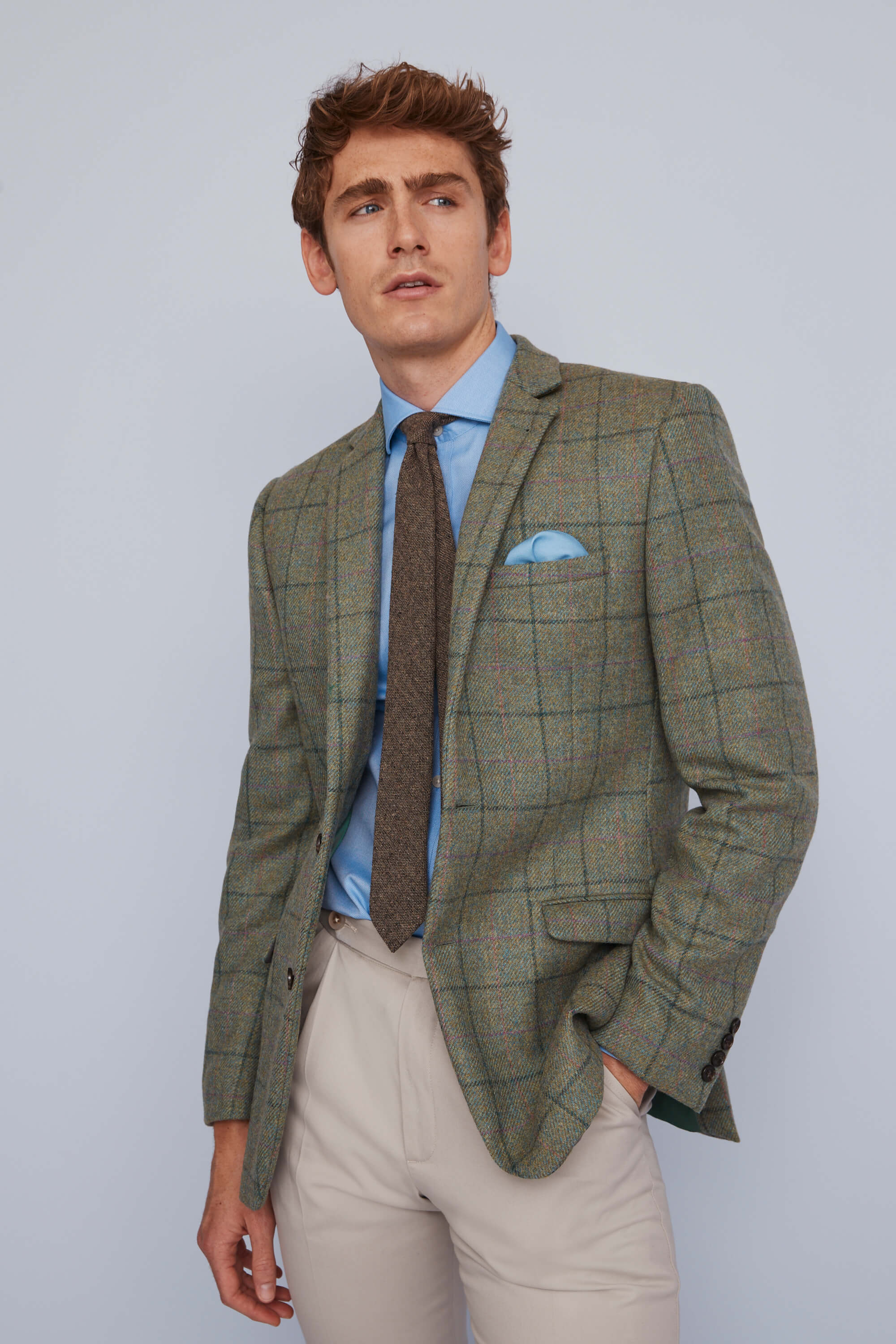 Moss 1851 Green Multi Check Tweed Jacket