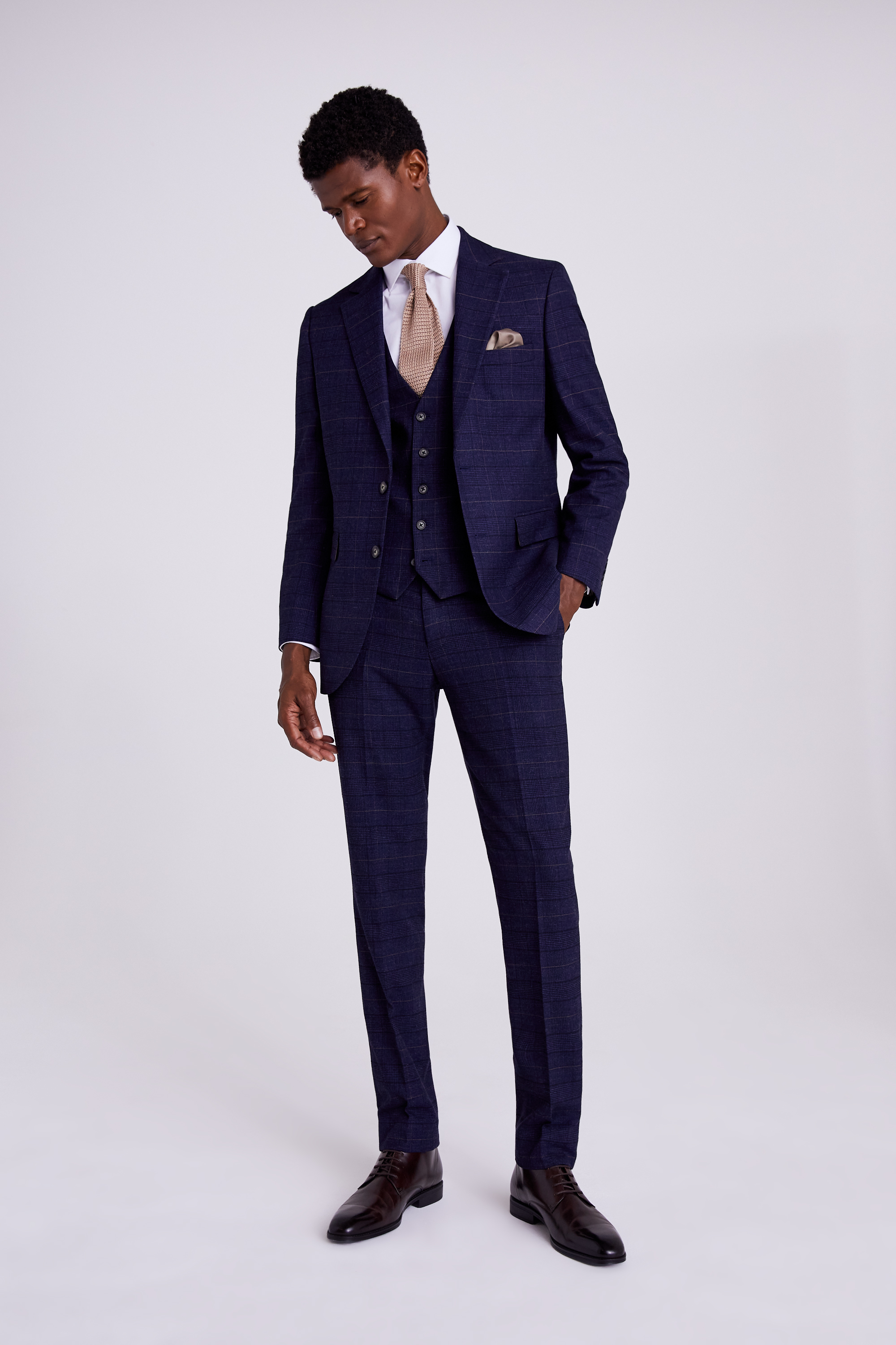 Moss 1851 Navy Black Check Suit | Moss Hire